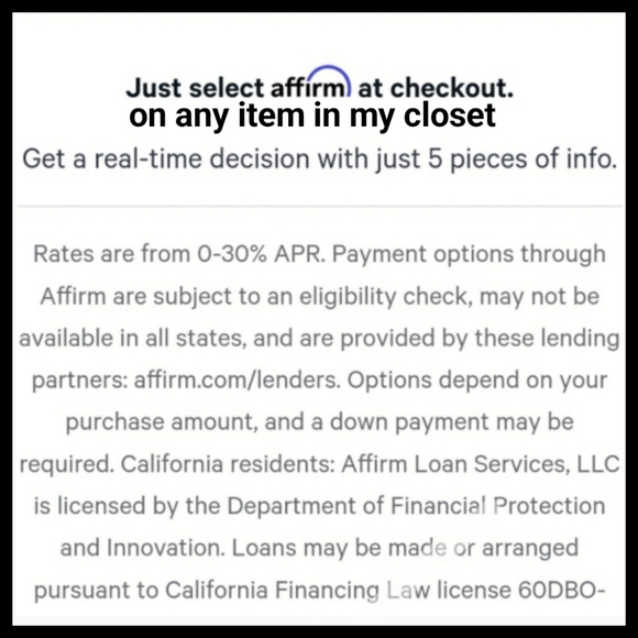 AFFIRM:  BUY NOW PAY LATER - Picture 5 of 8